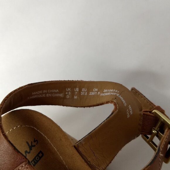 Clarks Soft Cushion Collection Textured Faux Leather Suede Open Toe Cork Size 7M - Picture 5 of 10